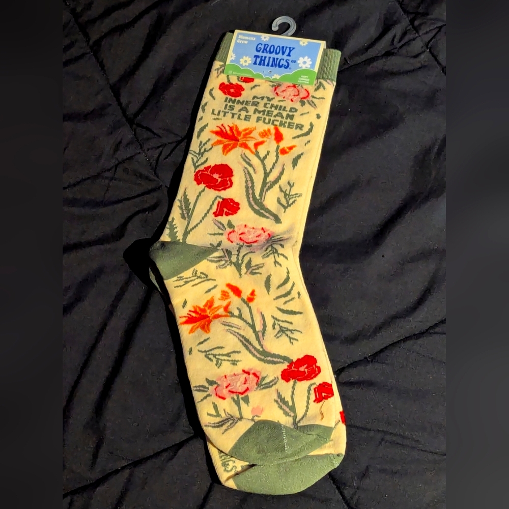Groovy Things Inner Child is Mean Women's Crew Socks
